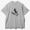 Printed Cross Crew Neck T-Shirt - Grey Gecko Print