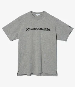 Printed Cross Crew Neck T-Shirt - Grey Cosmopolitanism Print