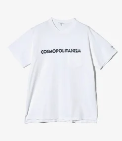 Printed Cross Crew Neck T-Shirt - White Cosmopolitanism Print