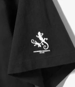 Printed Cross Crew Neck T-Shirt - Black Gecko Print