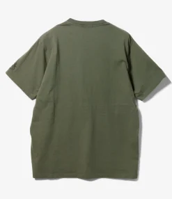 Printed Cross Crew Neck T-Shirt - Olive Gecko Print