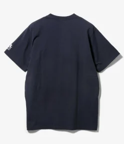 Printed Cross Crew Neck T-Shirt - Navy Gecko Print