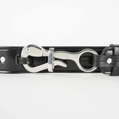 1 1/2" Pelican Belt with Unique Buckle - Black Havana