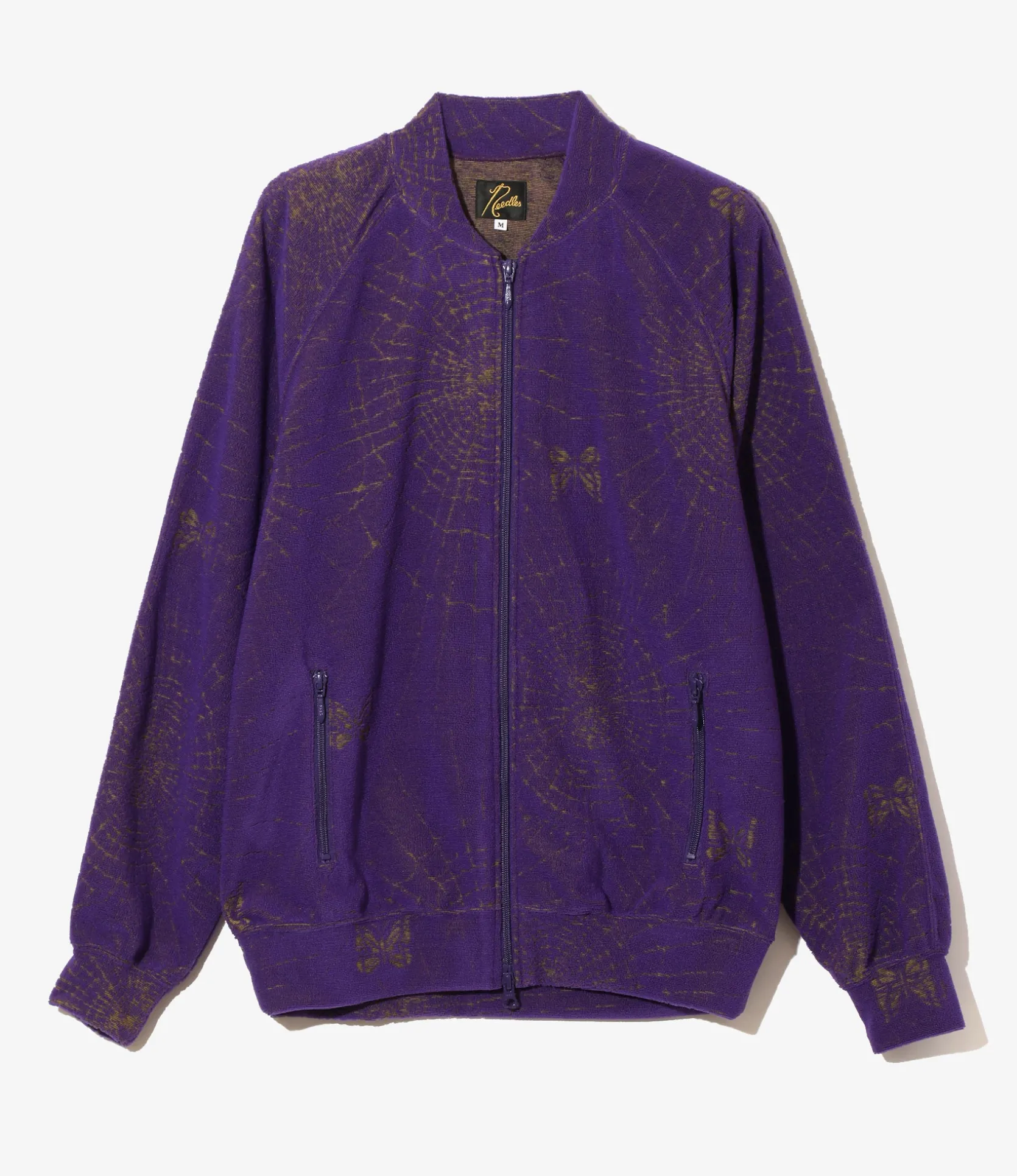 Rib Collar Track Jacket - Purple - Pile Jacquard / Spider Web