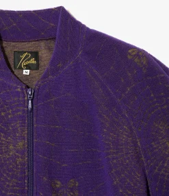 Rib Collar Track Jacket - Purple - Pile Jacquard / Spider Web
