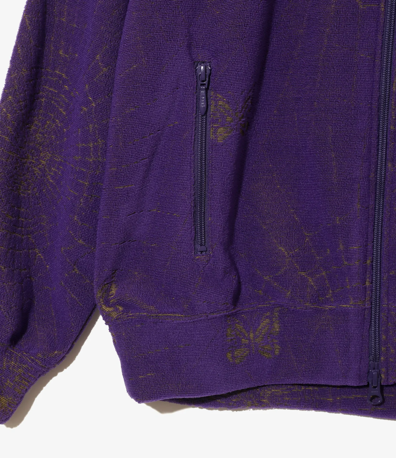 Rib Collar Track Jacket - Purple - Pile Jacquard / Spider Web