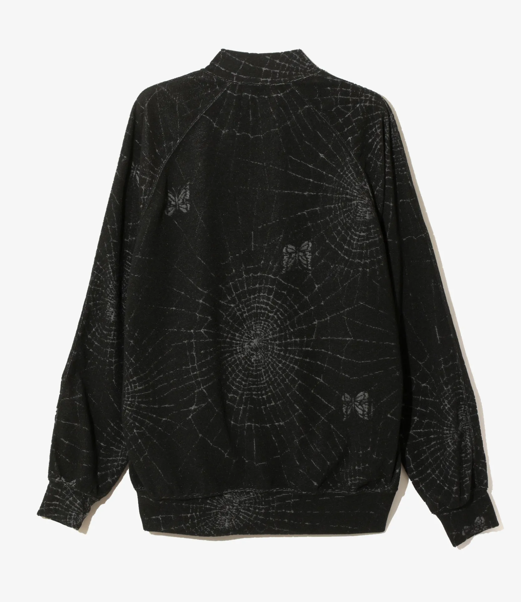 Rib Collar Track Jacket - Black - Pile Jacquard / Spider Web