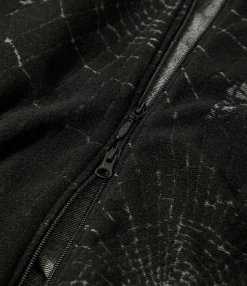 Rib Collar Track Jacket - Black - Pile Jacquard / Spider Web