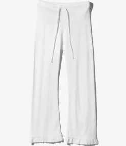 Ribbed Frill Pants - White