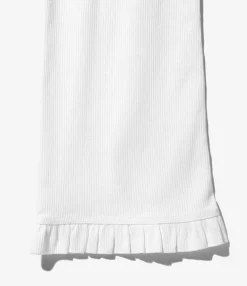 Ribbed Frill Pants - White