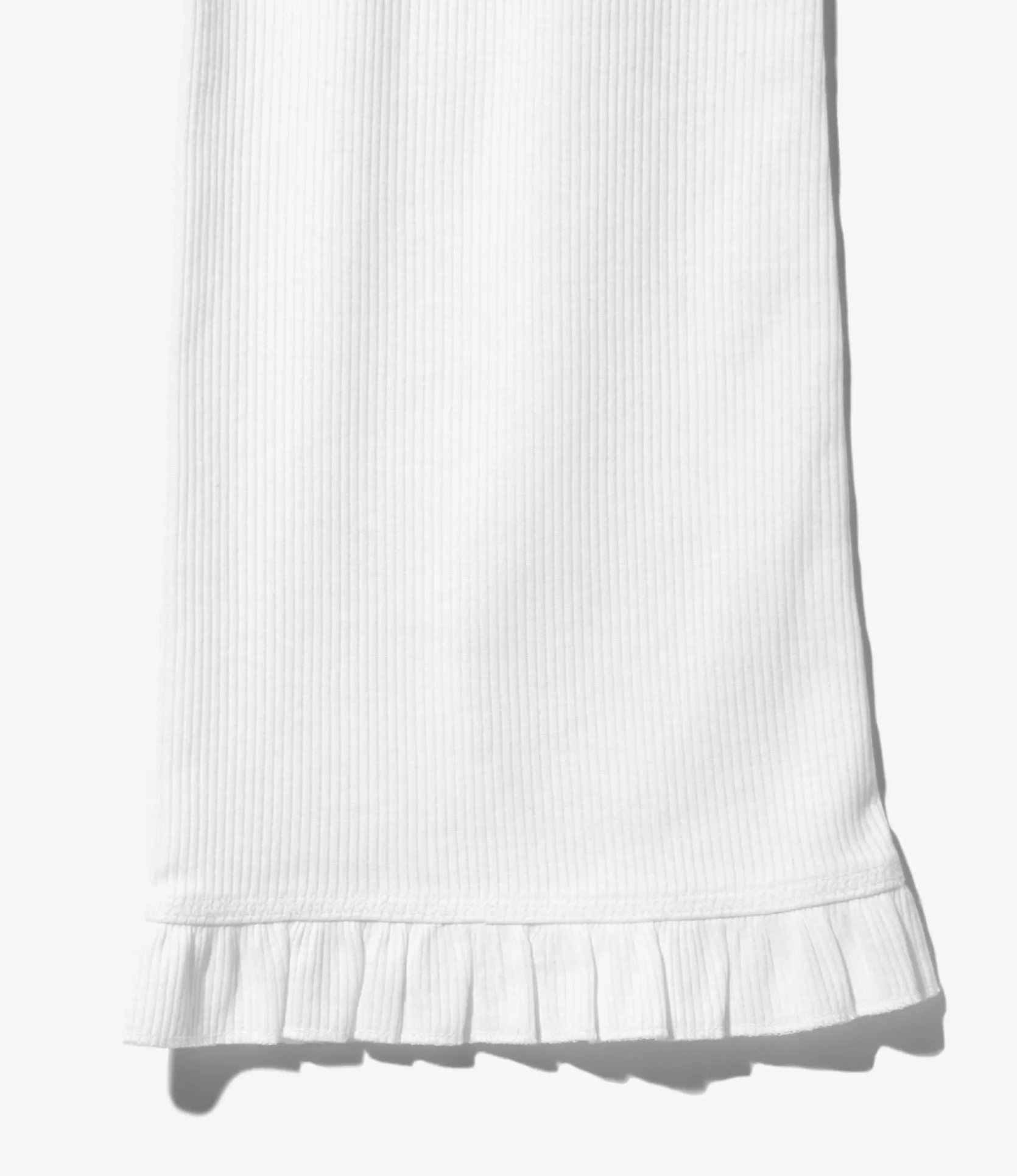 Ribbed Frill Pants - White