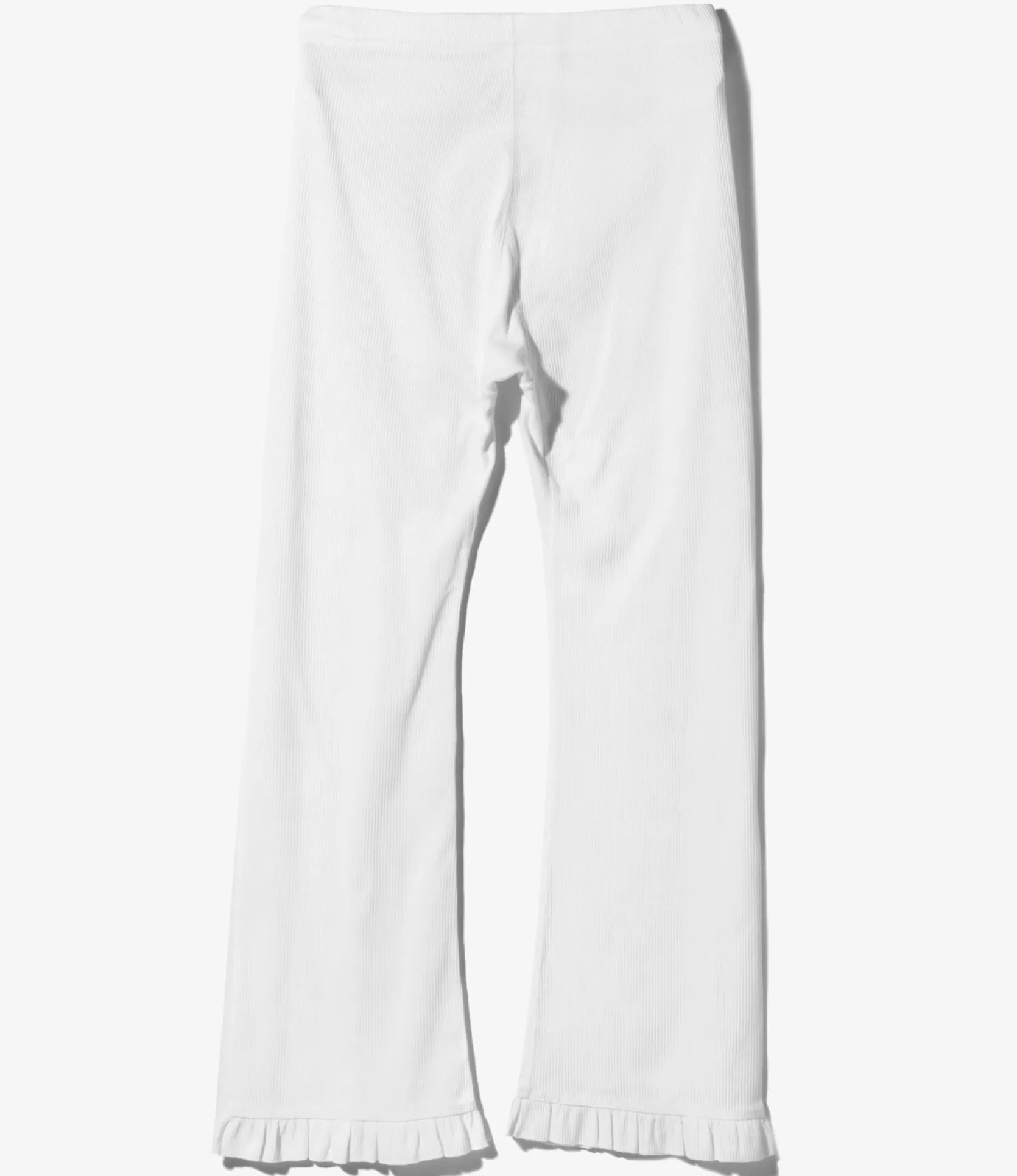 Ribbed Frill Pants - White
