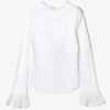 Ribbed Race Cuff Pullover Tee - White