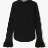 Ribbed Race Cuff Pullover Tee - Black