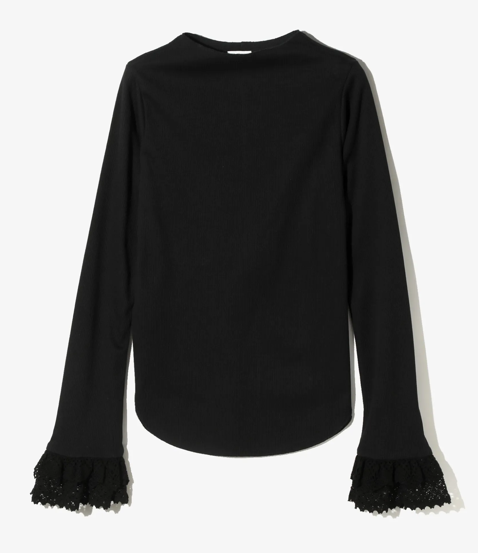 Ribbed Race Cuff Pullover Tee - Black