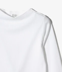 Ribbed Race Cuff Pullover Tee - White