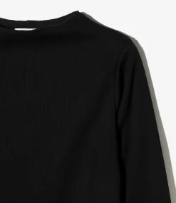 Ribbed Race Cuff Pullover Tee - Black