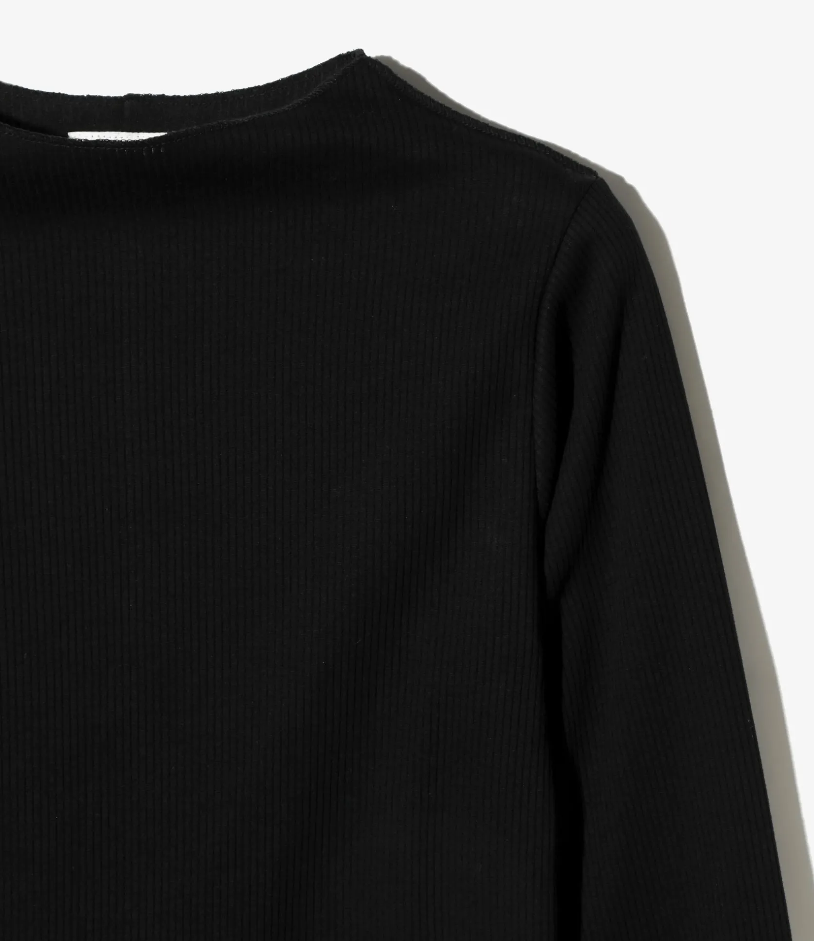 Ribbed Race Cuff Pullover Tee - Black