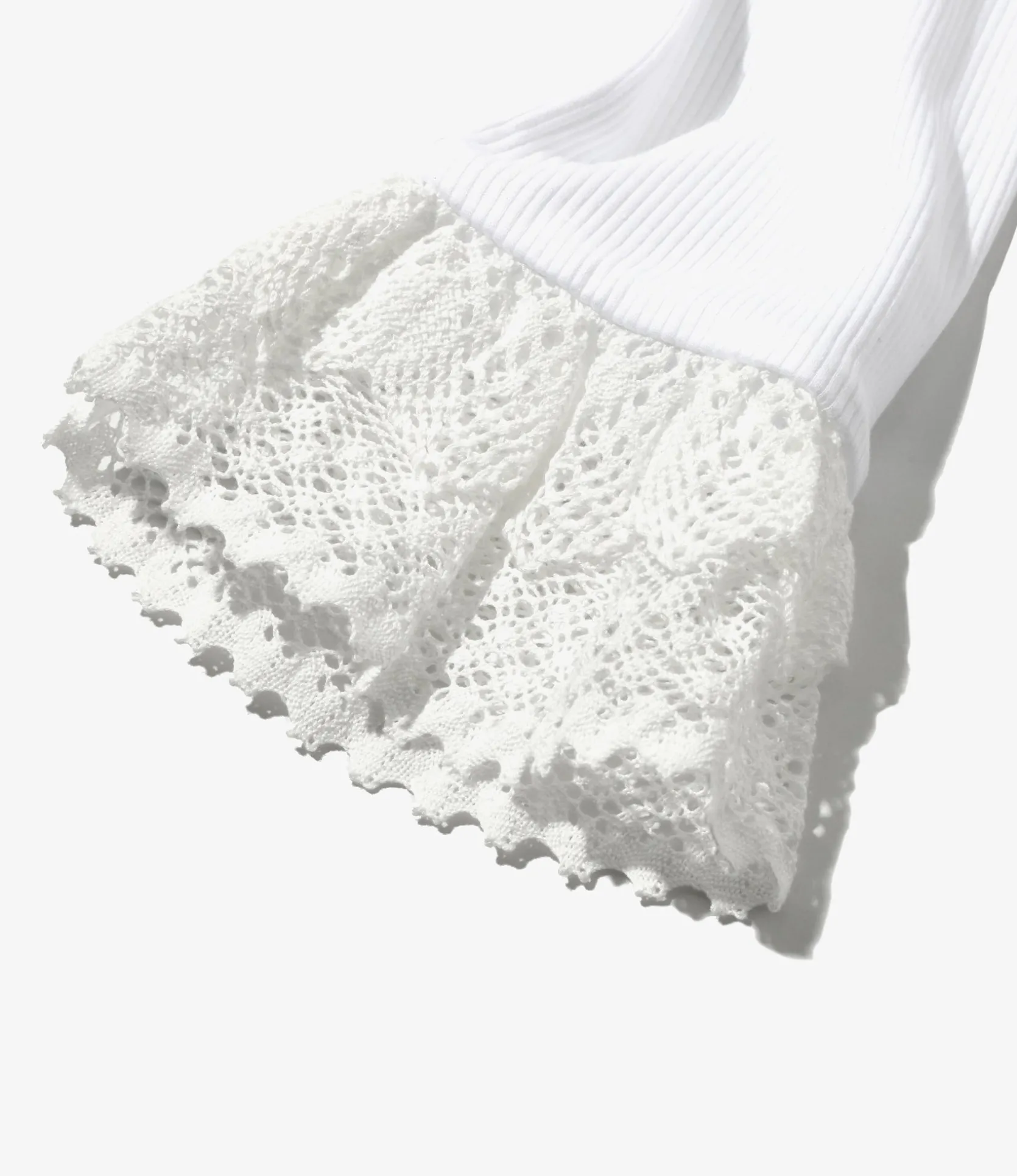Ribbed Race Cuff Pullover Tee - White