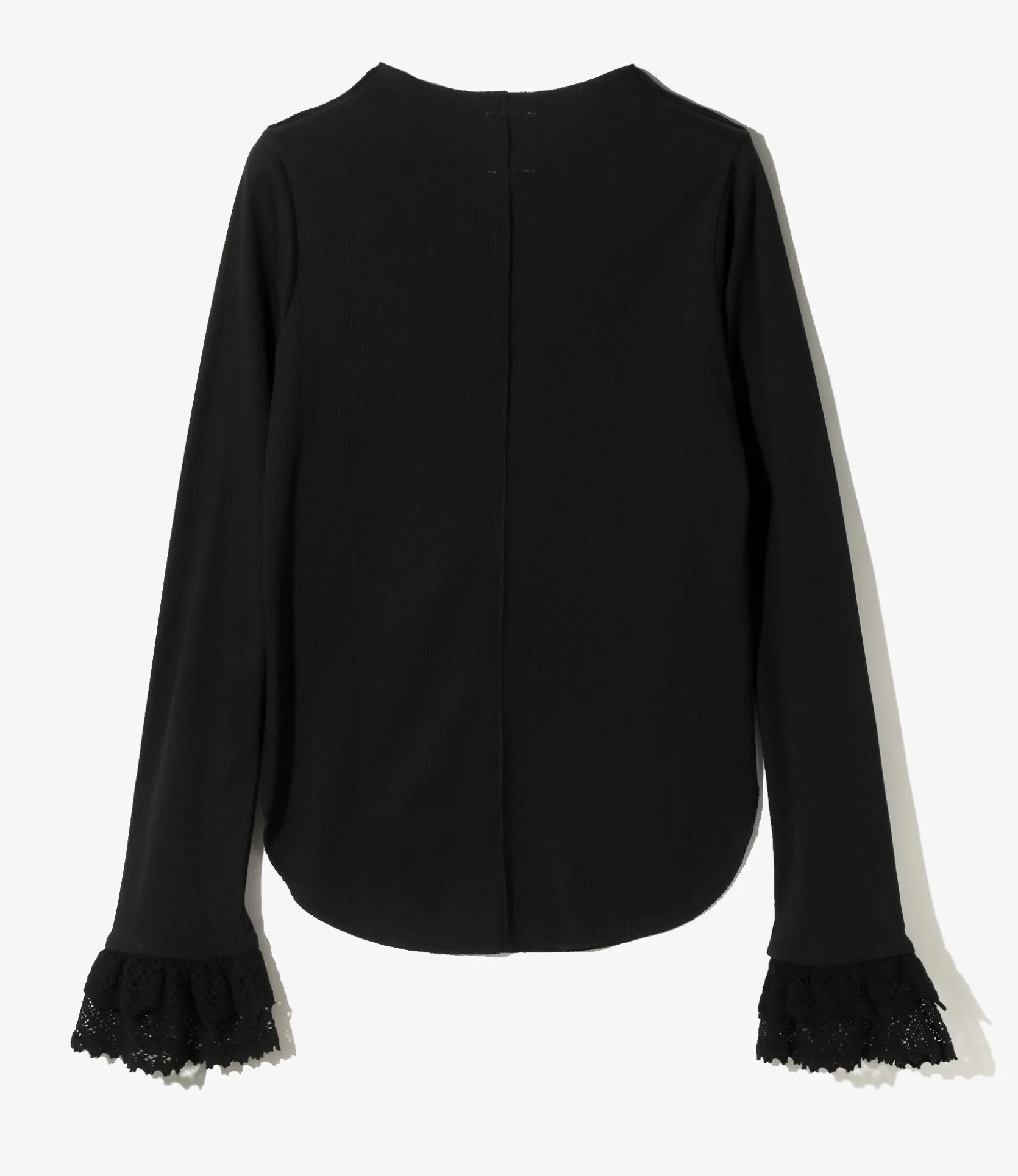 Ribbed Race Cuff Pullover Tee - Black