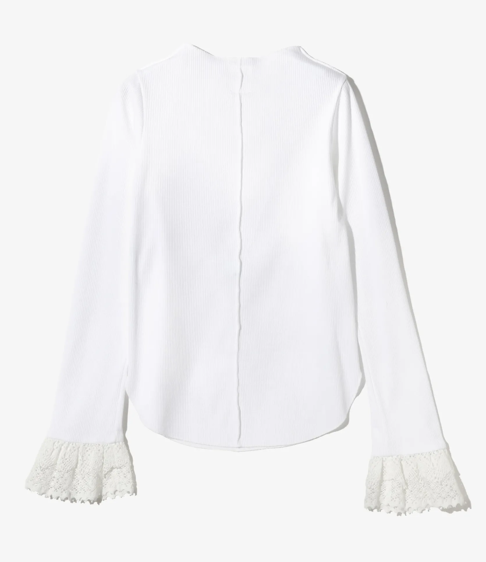 Ribbed Race Cuff Pullover Tee - White