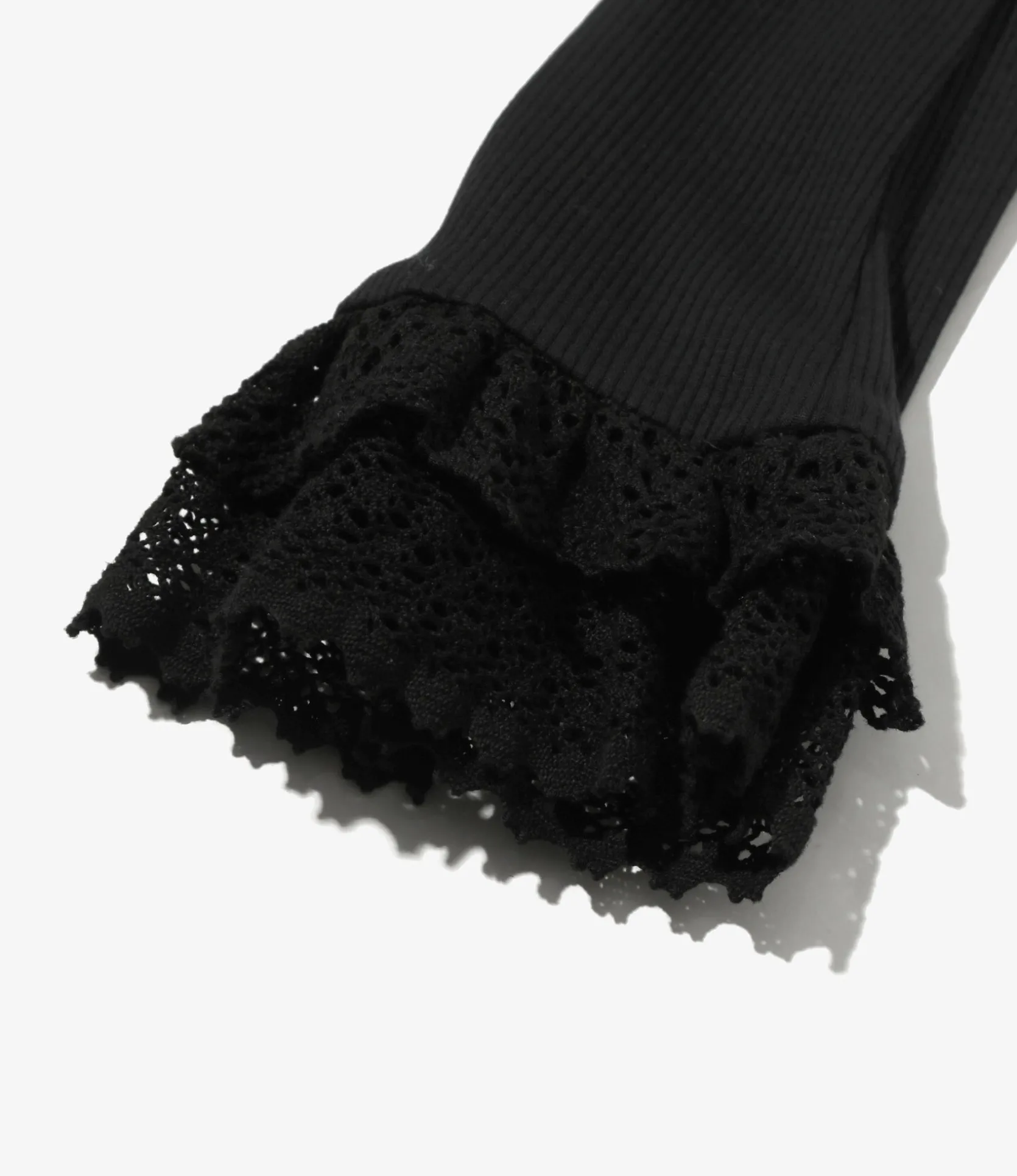 Ribbed Race Cuff Pullover Tee - Black