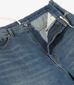 90's Loose Straight Pants - Indigo - Damaged Denim