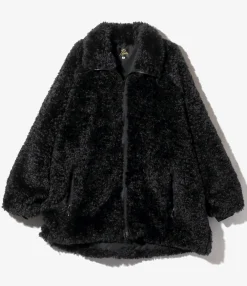 S.C. Faux Fur Jacket - Black - Poly Curly Fur