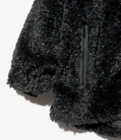 S.C. Faux Fur Jacket - Black - Poly Curly Fur
