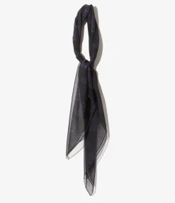 Scarf - Black - Silk Crepe / Paisley Printed