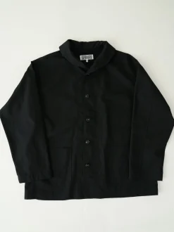 Shawl Collar Jacket - Black Cotton Ripstop
