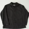 Shawl Collar Jacket - Black Cotton Reverse Sateen