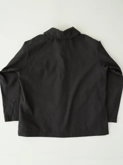 Shawl Collar Jacket - Black Cotton Reverse Sateen