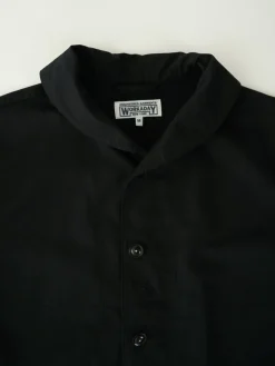 Shawl Collar Jacket - Black Cotton Ripstop