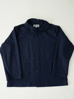 Shawl Collar Jacket - Dark Navy Cotton Reverse Sateen