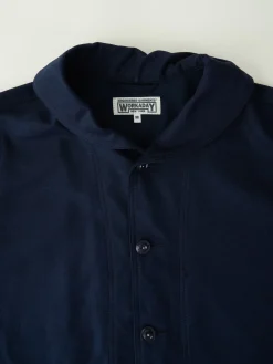 Shawl Collar Jacket - Dark Navy Cotton Reverse Sateen