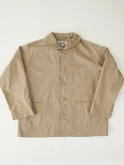 Shawl Collar Jacket - Khaki Cotton Ripstop