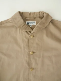 Shawl Collar Jacket - Khaki Cotton Ripstop
