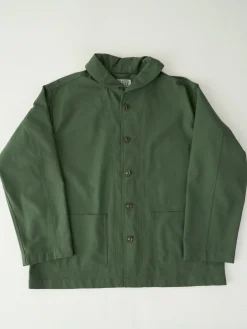 Shawl Collar Jacket - Olive Cotton Reverse Sateen