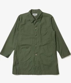 Shop Coat - Olive Cotton Reverse Sateen