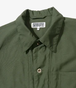Shop Coat - Olive Cotton Reverse Sateen