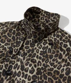 Short Trench - Brown Nyco Leopard Print