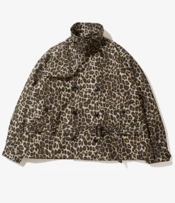 Short Trench - Brown Nyco Leopard Print