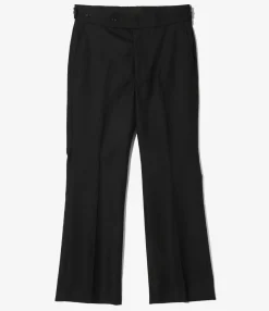Side Tab Boot-Cut Trouser - Black - Wool Python Jacquard