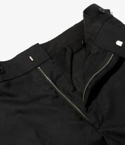 Side Tab Boot-Cut Trouser - Black - Wool Python Jacquard