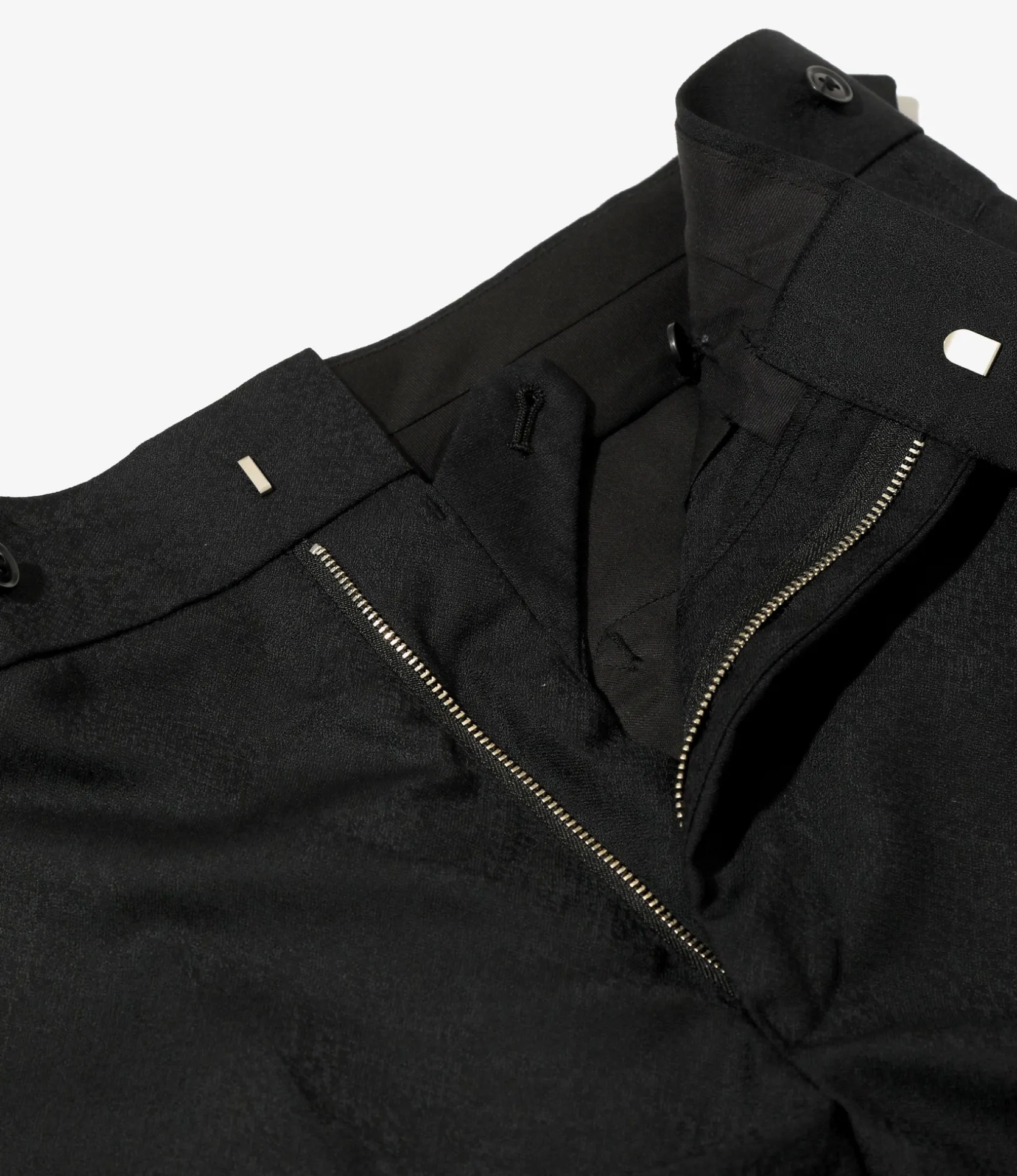Side Tab Boot-Cut Trouser - Black - Wool Python Jacquard