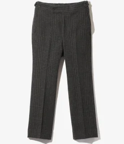 Side Tab Trouser - Charcoal - Wool Glen Plaid