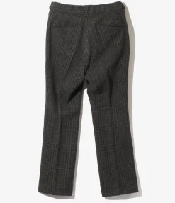 Side Tab Trouser - Charcoal - Wool Glen Plaid