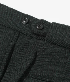 Side Tab Trouser - Green - W/N Herringbone