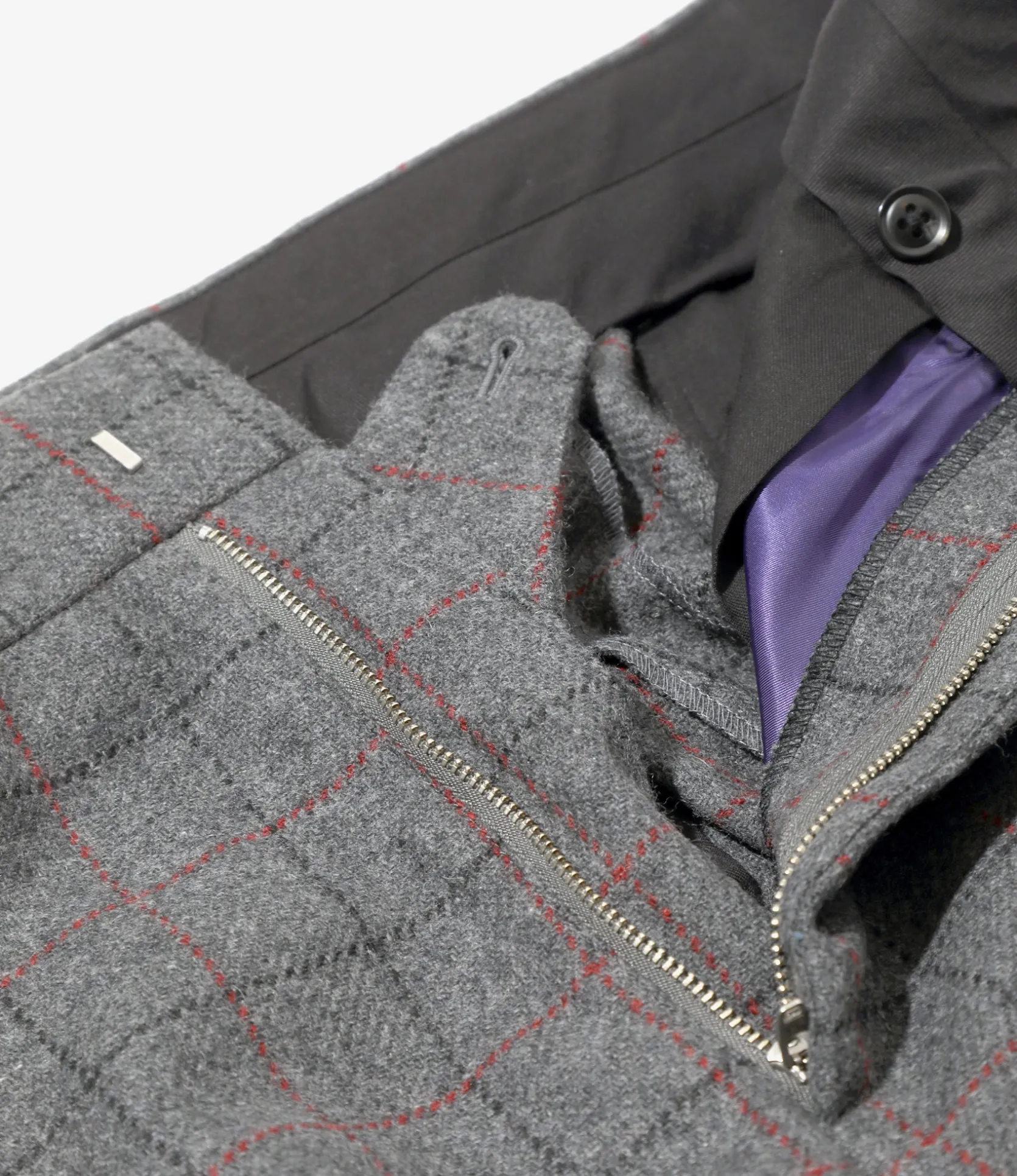 Side Tab Trouser - Grey - W/PE/PC/N/R Plaid Twill